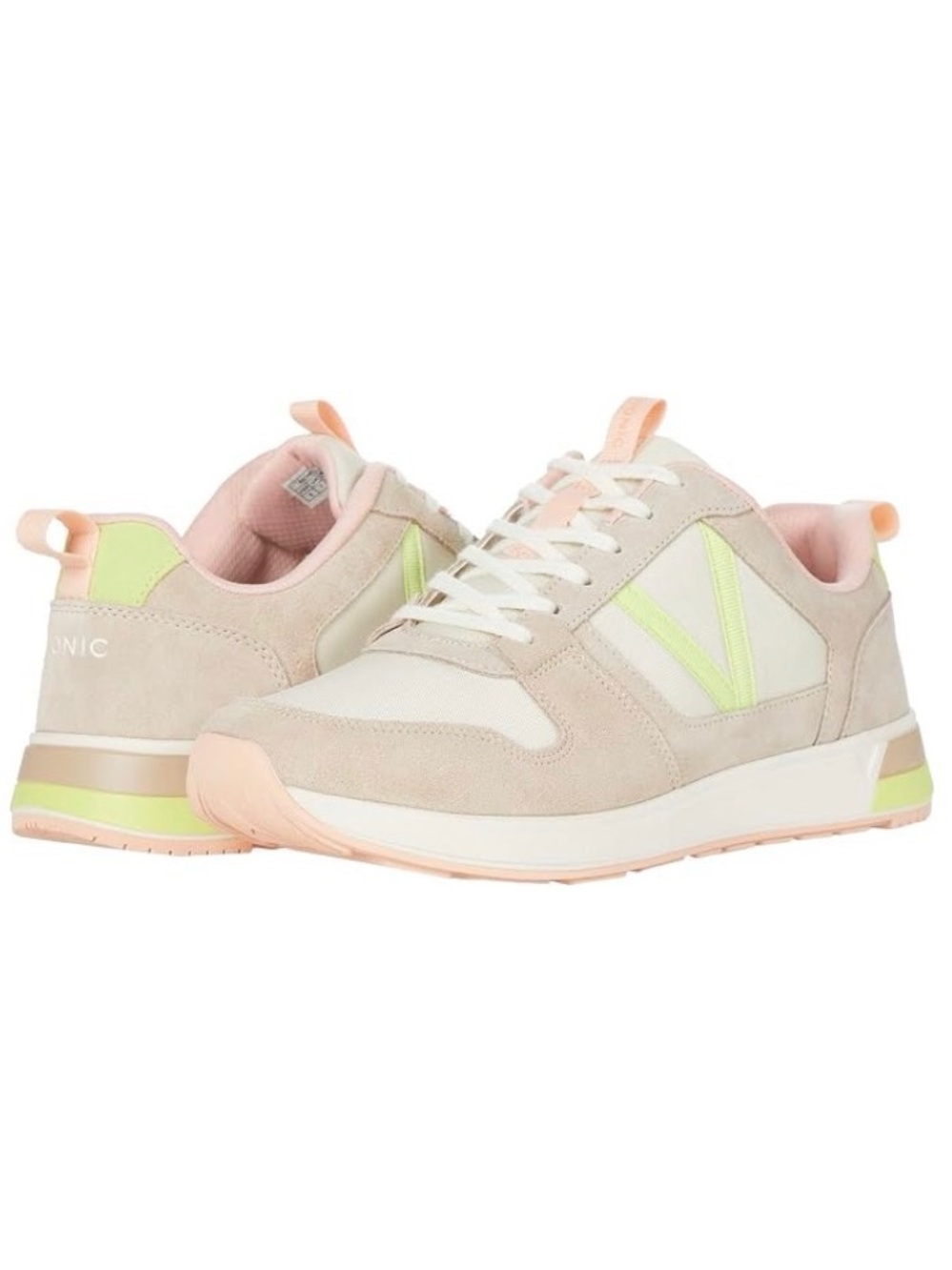 Vionic Blush Pink & Lime Green Accent Women's Sneakers